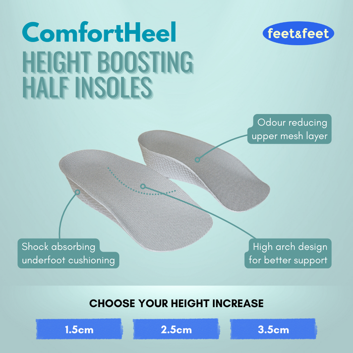Foot Half Insole ComfortHeel Height Boosting Half Insoles | Be Taller - 1.5, 2.5, 3.5cm ...