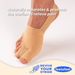 Foot with bunion support device and text 'Naturally separates & protects the bunion to relieve pain'