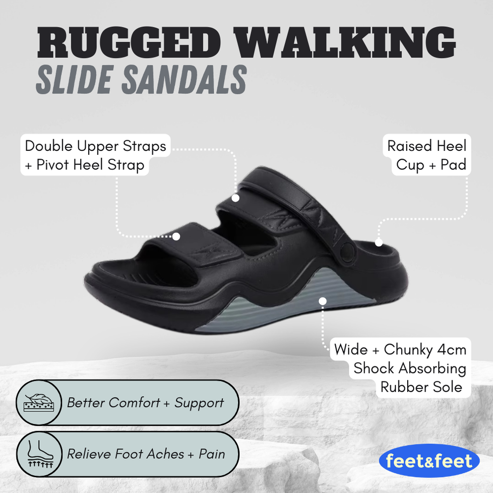 Rugged Walking Slide Sandals | Durable & Lightweight | Foot Support ...