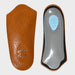 A pair of custom shoe insoles shown from both sides
