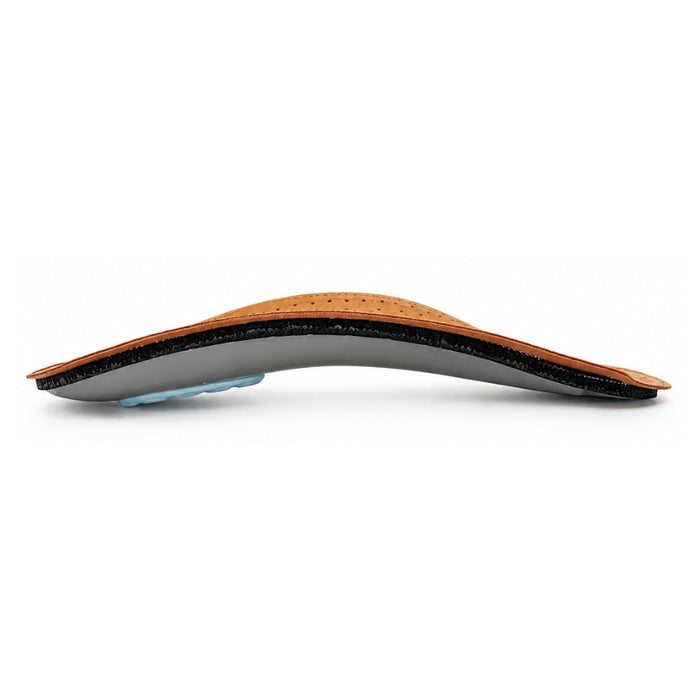 A curved orthopedic shoe insert
