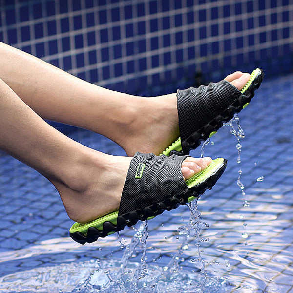 FootRevive Dual Layer Sports Massage Slippers - Black & Lime Green